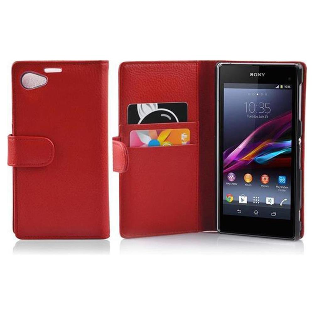 Cadorabo Custodia Compatibile Con Sony Xperia Z1 Compact In Rosso Cremisi - Coperchio Protettivo In Ecopelle Testurizzata E Tasca Per Carte Di Credito - Foto 1