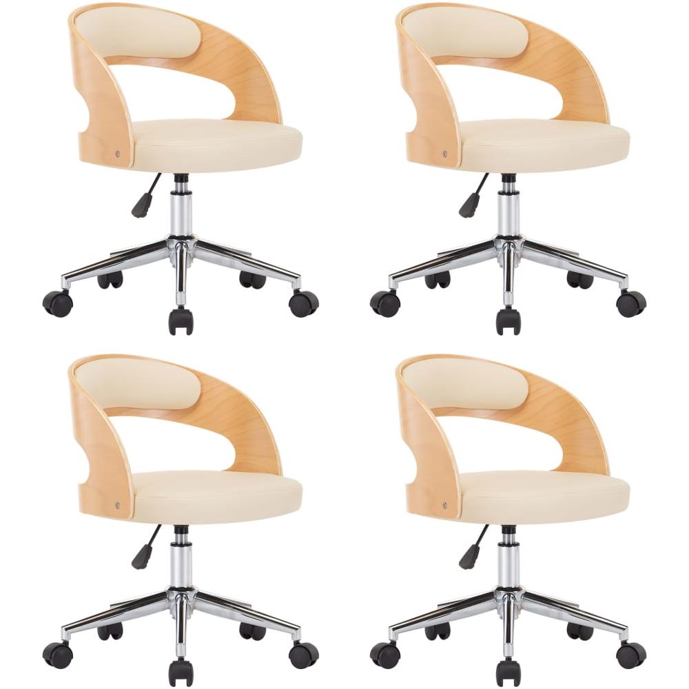 Sedie Da Pranzo Girevoli 4 Pz Crema In Legno Curvo E Similpelle - Foto 2