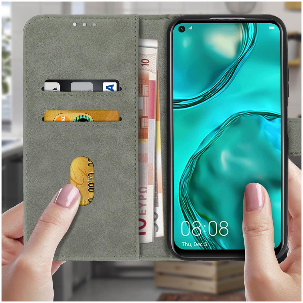 Custodia Huawei P40 Lite Portadocumenti Funzione Supporto Grigio - Foto 2