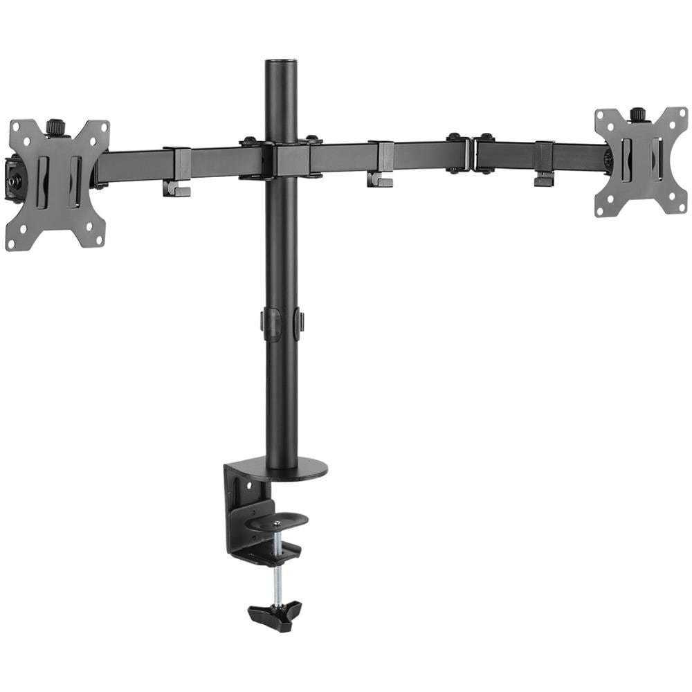 Supporto Da Scrivania Orizzontale Inclinabile E Orientabile Con Altezza Regolabile Per 2 Monitor Con Portata 8kg E Vesa Fino A 100x100mm, Nero - Foto 1