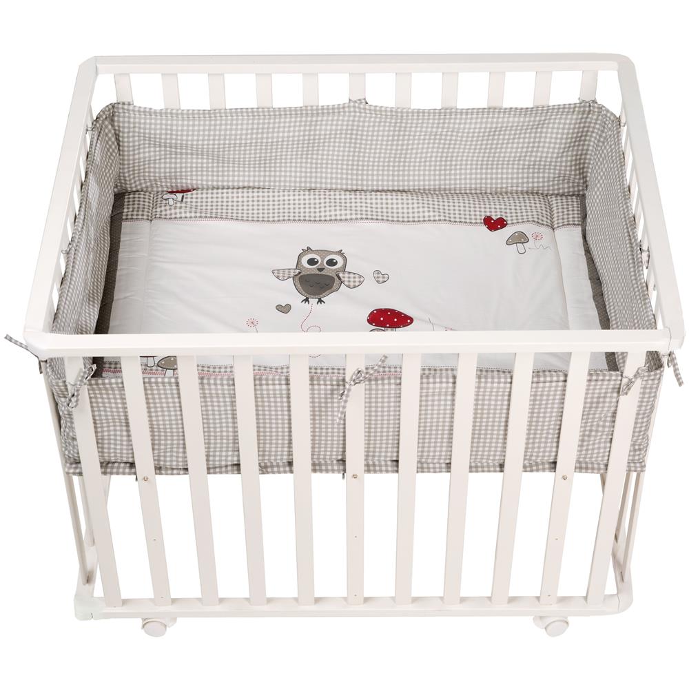 Box Per Bambini ""adam E Eule"", 75 X 100 Cm, Box Con Cuscinetti Di Protezione E Ruote, Legno Bianco - Foto 1