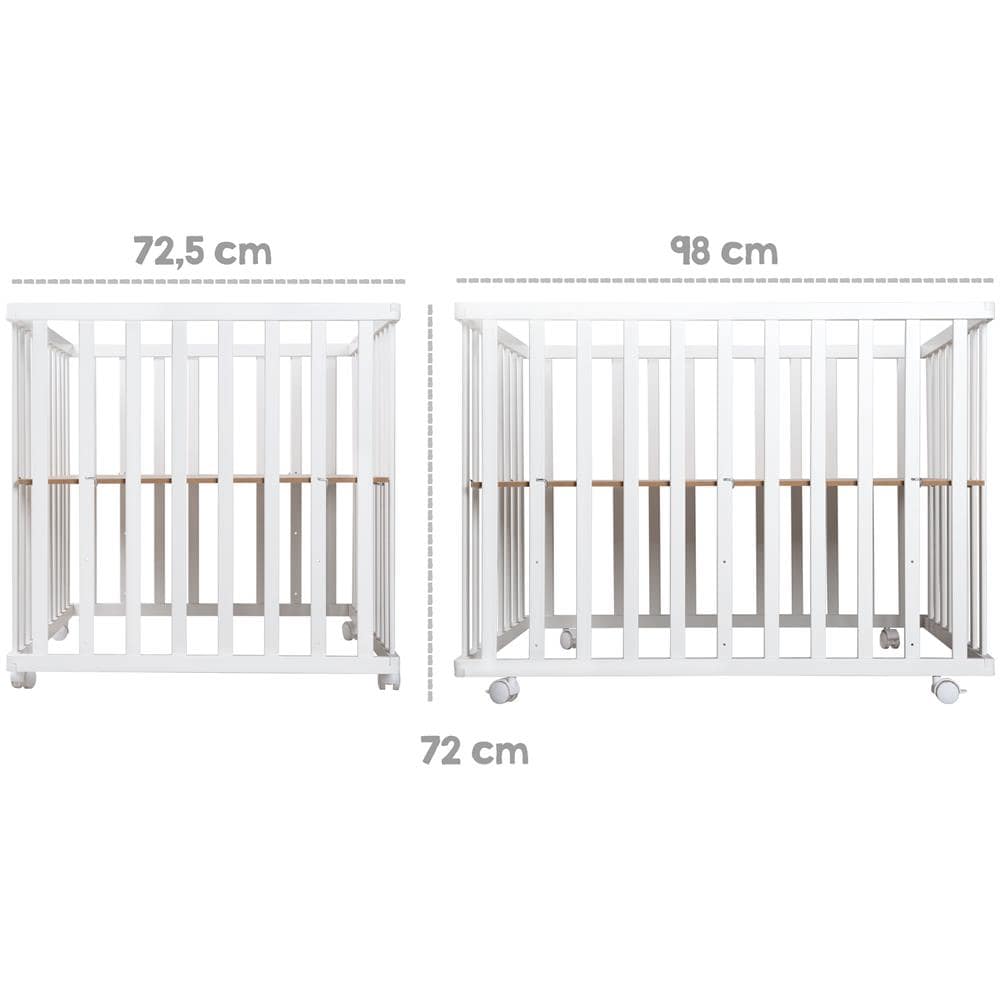 Box Per Bambini ""adam E Eule"", 75 X 100 Cm, Box Con Cuscinetti Di Protezione E Ruote, Legno Bianco - Foto 4