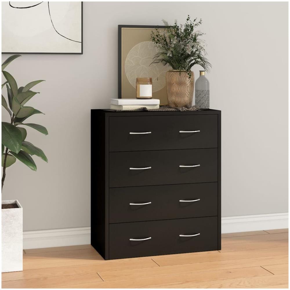 Credenza con 4 Cassetti 60x30,5x71 cm Nera - Foto 1