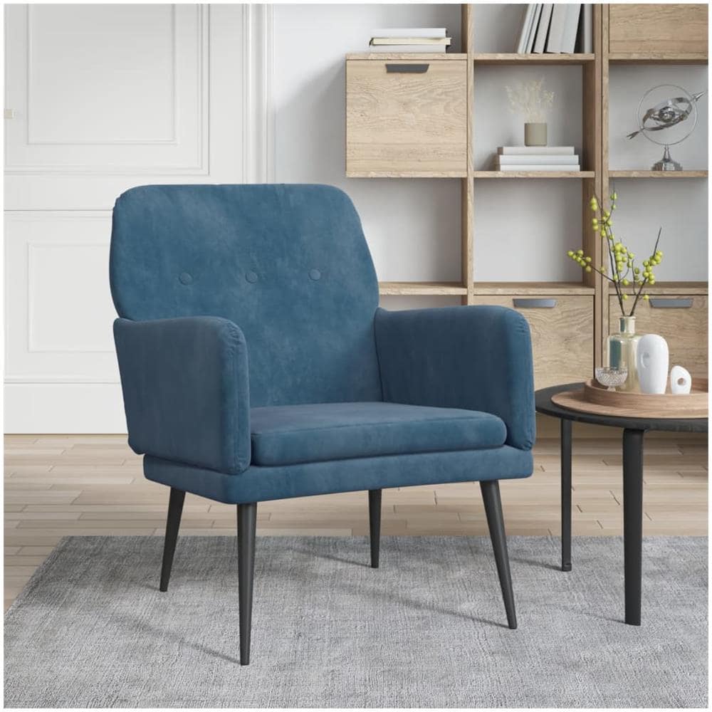 Poltrona Blu 62x79x79 Cm Velluto - Foto 1