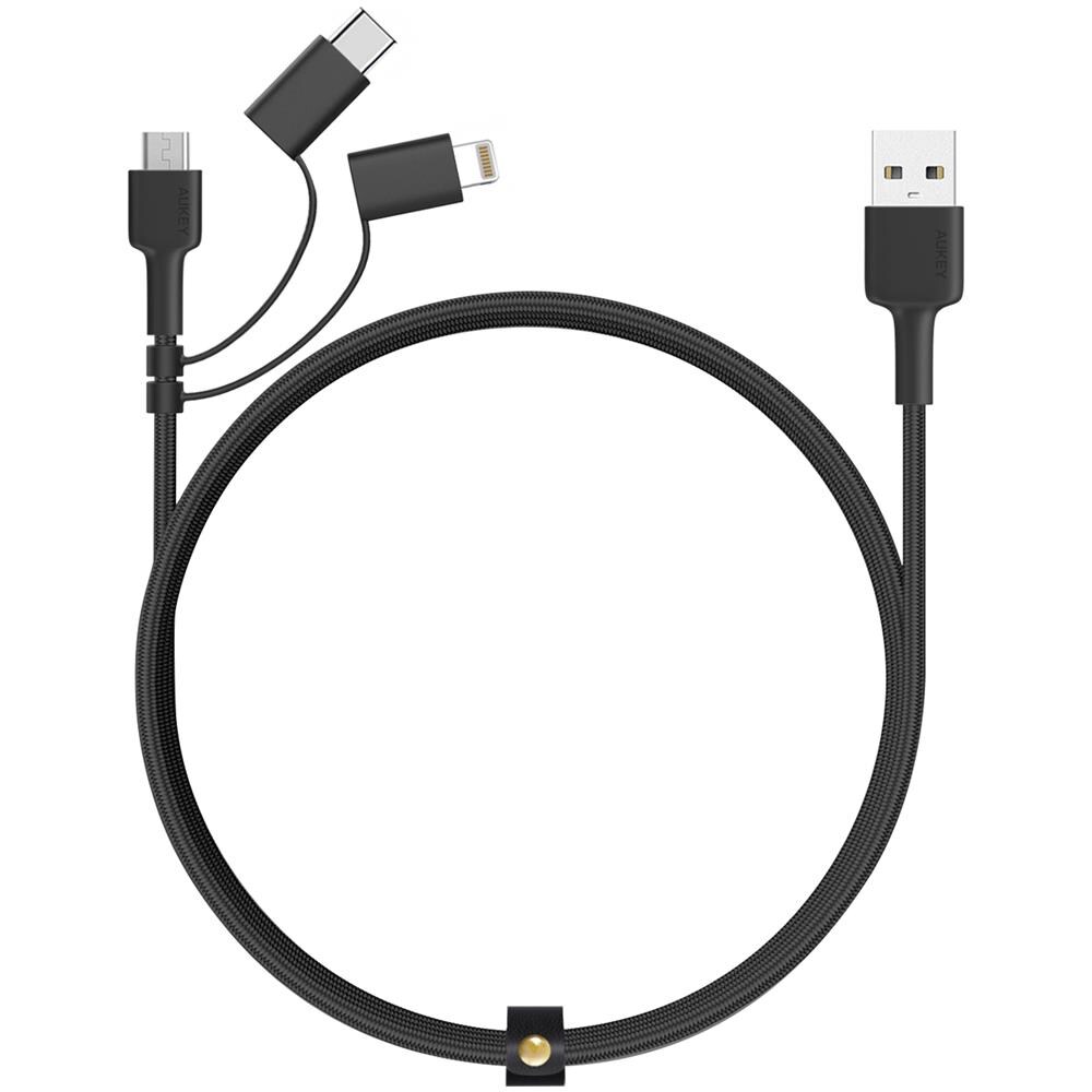 Cavo USB C CB-BAL5 3 in1 da 1.2 m con Rivestimento Nylon Colore Nero - Foto 1