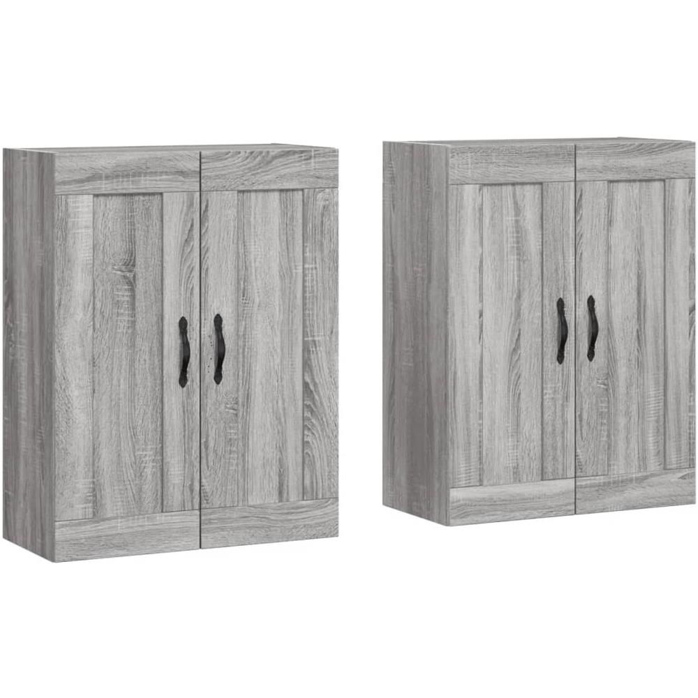 Armadietti A Parete 2 Pz Grigio Sonoma In Legno Multistrato - Foto 2