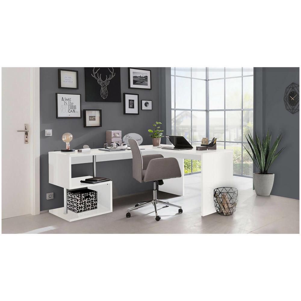 Scrivania Antonino, Scrittoio Lineare Porta Pc, Tavolo Multiuso Per Ufficio, Scrivania Salvaspazio, 100% Made In Italy, Cm 160x60h78, Bianco Lucido - Foto 1