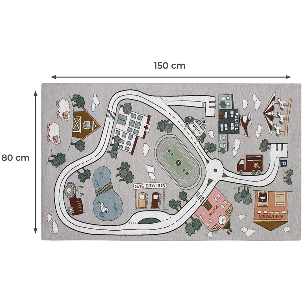Tappeto Arredo E Gioco Antiscivolo Per Cameretta Bambini Disegno Pista 80x150 Grigio Perla - Foto 4