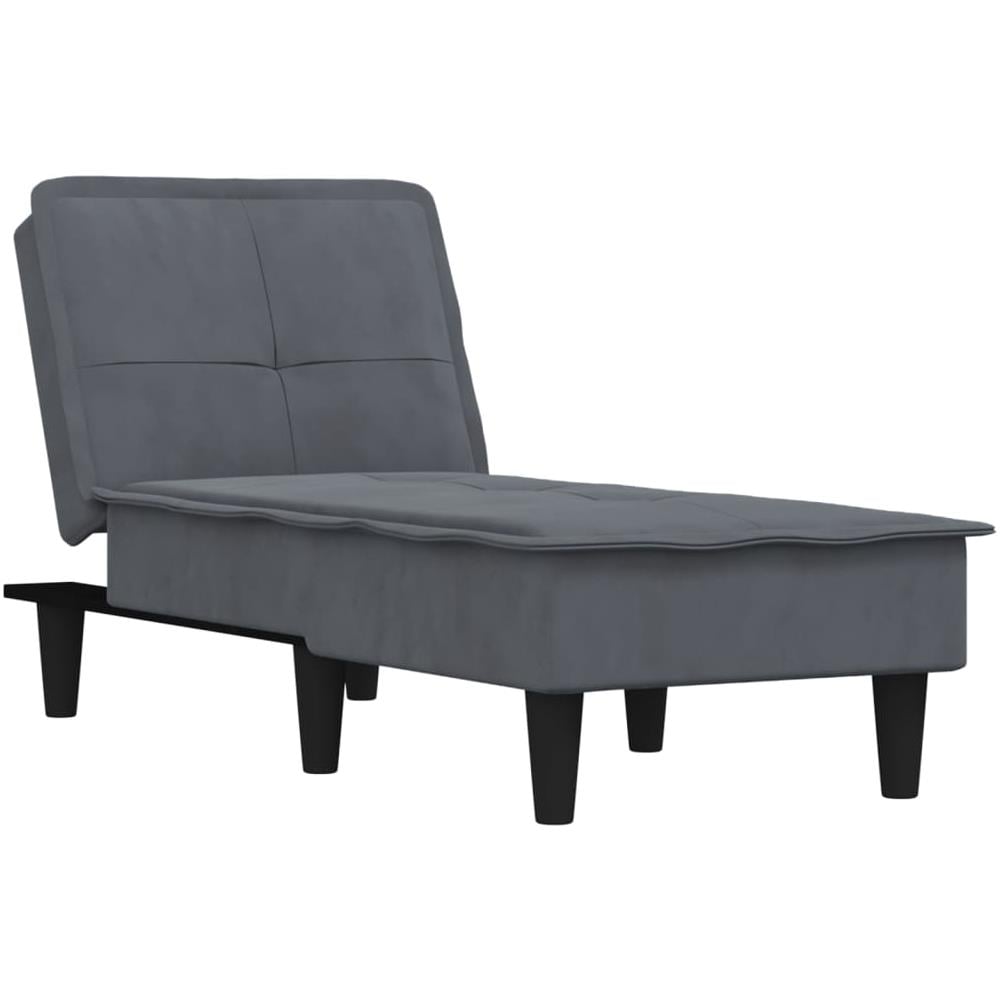Chaise Longue In Velluto Grigio Scuro - Foto 2