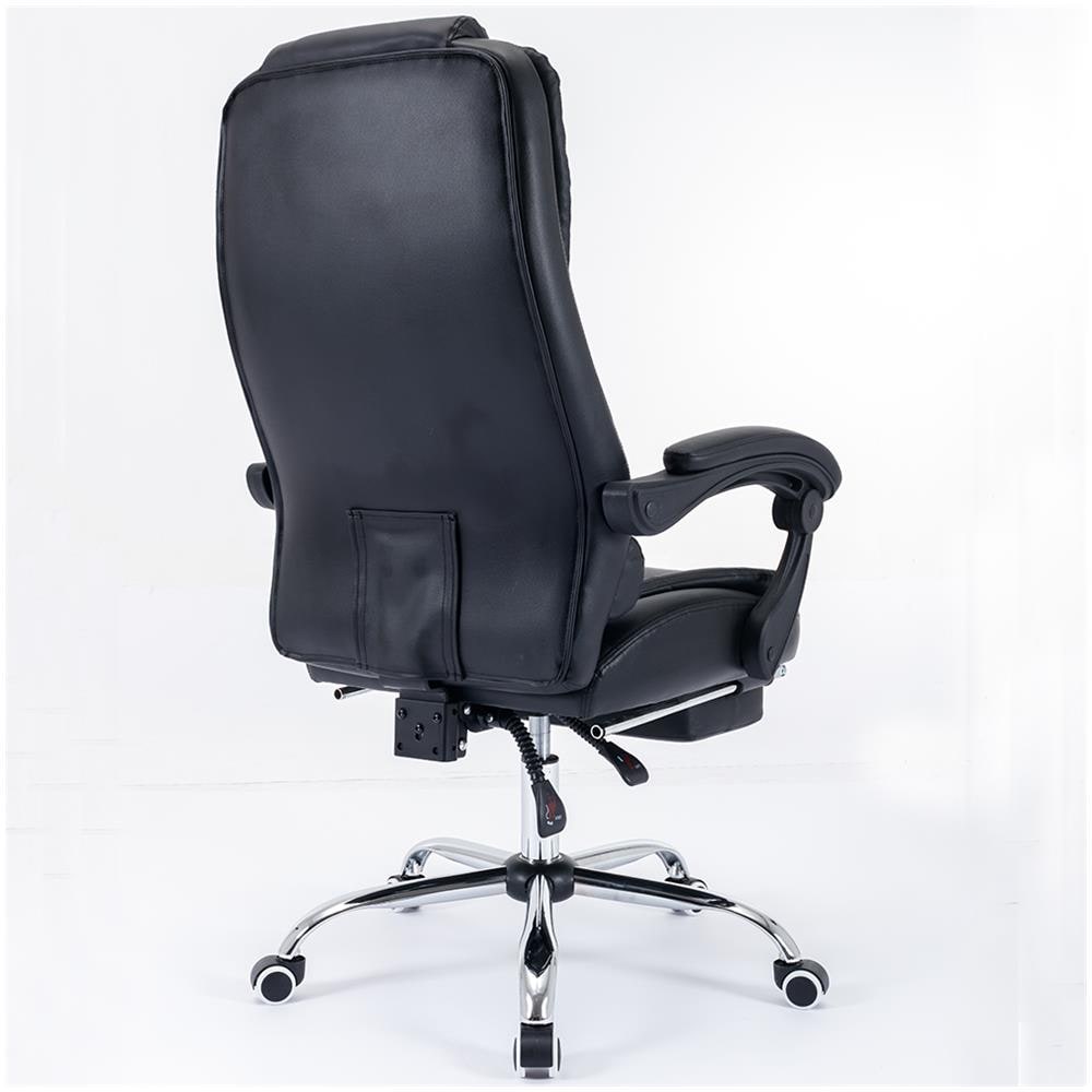 Sedia Presidenziale Da Ufficio Nero Poltrona Scrivania Girevole E Poggiapiedi - Foto 6