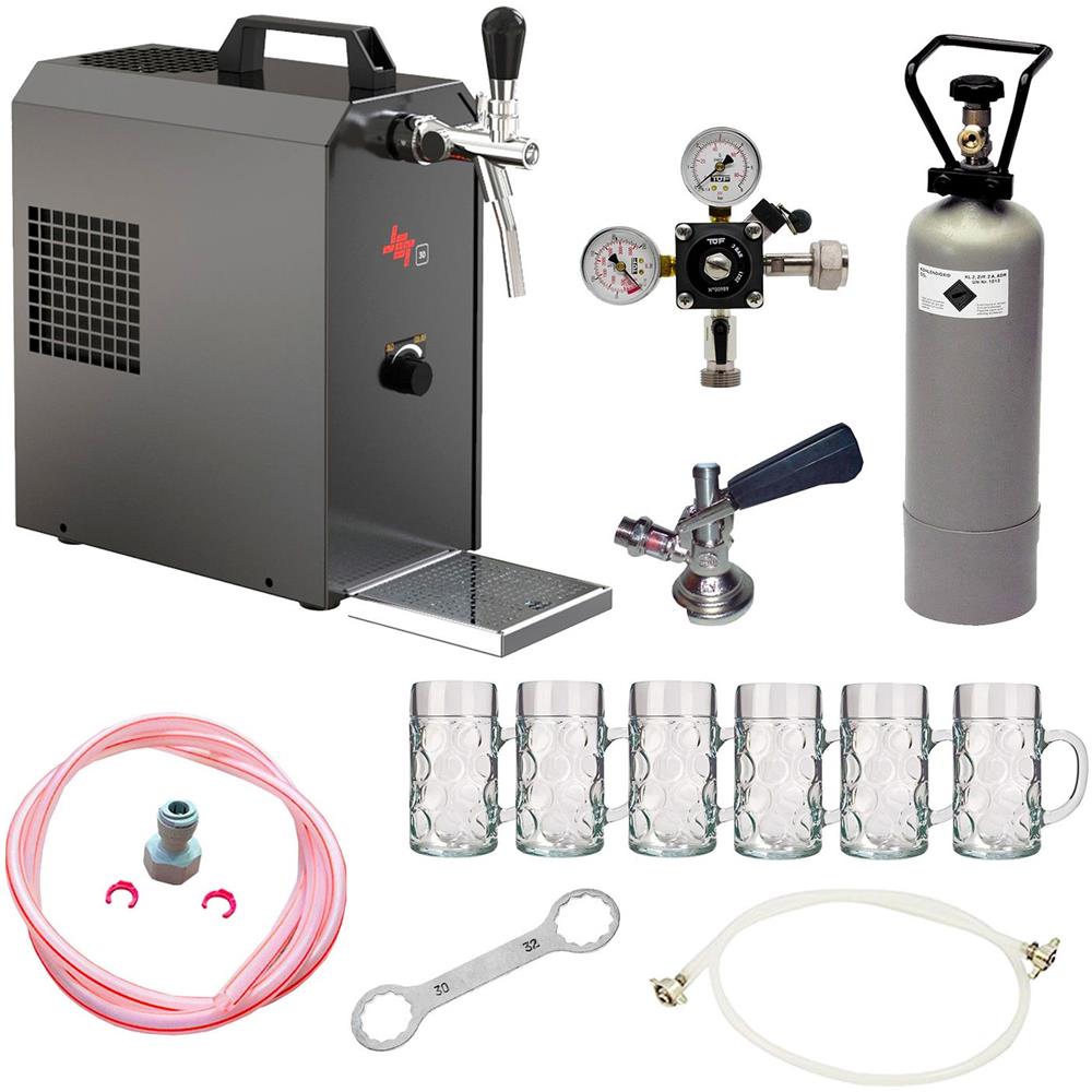 Set Completo - Spillatore Birra Jet 30 Dispenser Birra Macchina Per Birra 1-linea 35 Litri /h Incl. Bicchieri Da Birra Isar 0 3 Litri 6 Pz. Keg Type D - Foto 1