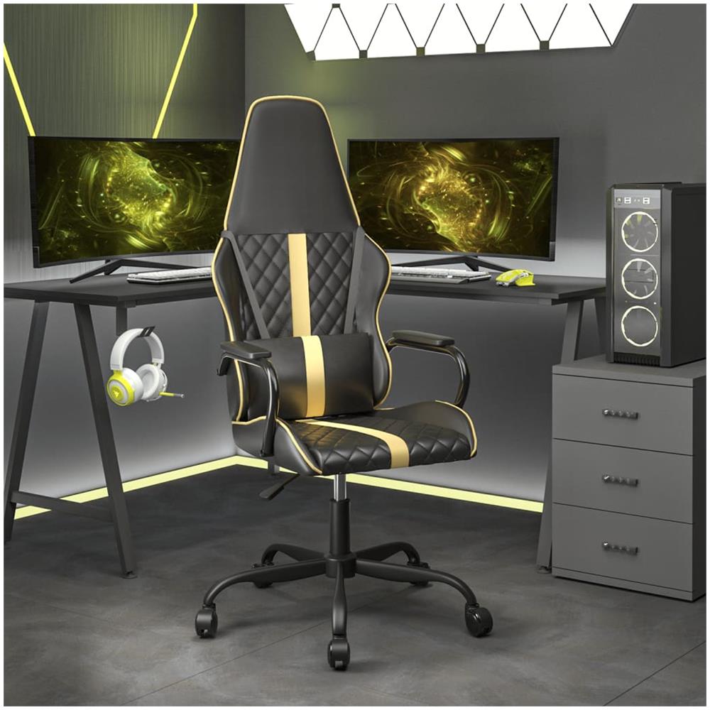 Sedia Da Gaming Massaggiante Oro E Nero In Similpelle - Foto 1