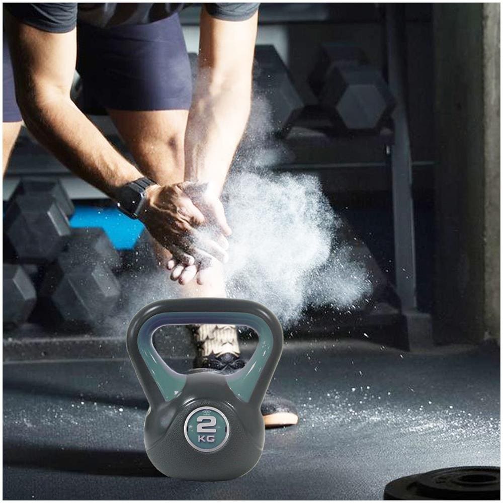 Kettlebell Esercizio Fisico Fitness Peso in Ghisa da 2 kg Impugnatura Ergonomica - Foto 4