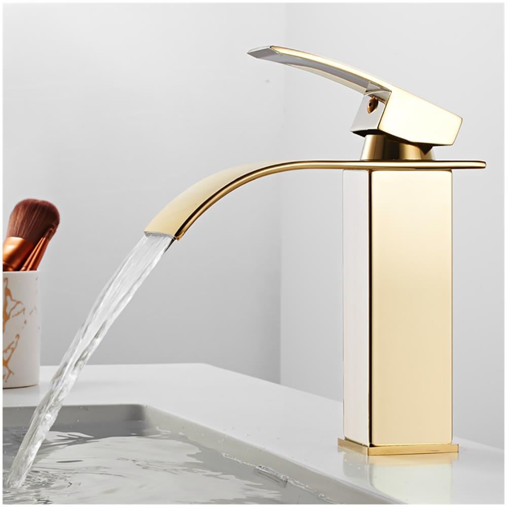 Rubinetto per lavabo da bagno, Blackswan, tipo M103, modello oro lucido, misura 19,3 cm - Foto 4