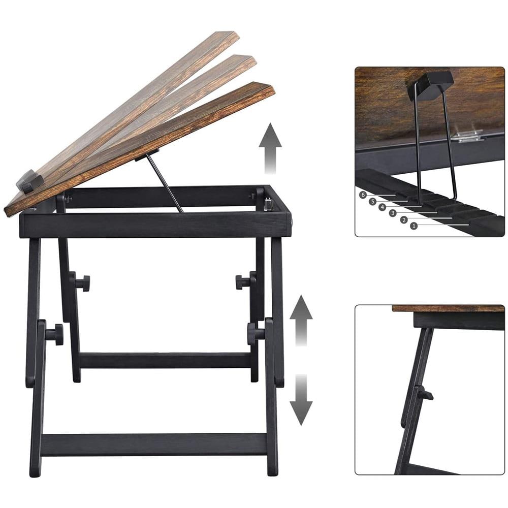 Scrivania per laptop da letto, 3 angoli di inclinazione, tavolo pieghevole per supporto laptop con cassetto portaoggetti - Foto 2