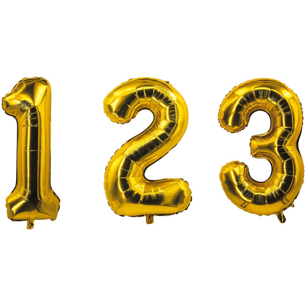 Procos - Palloncino In Alluminio A Forma Di Numero Dorato 85 Cm - Foto 1