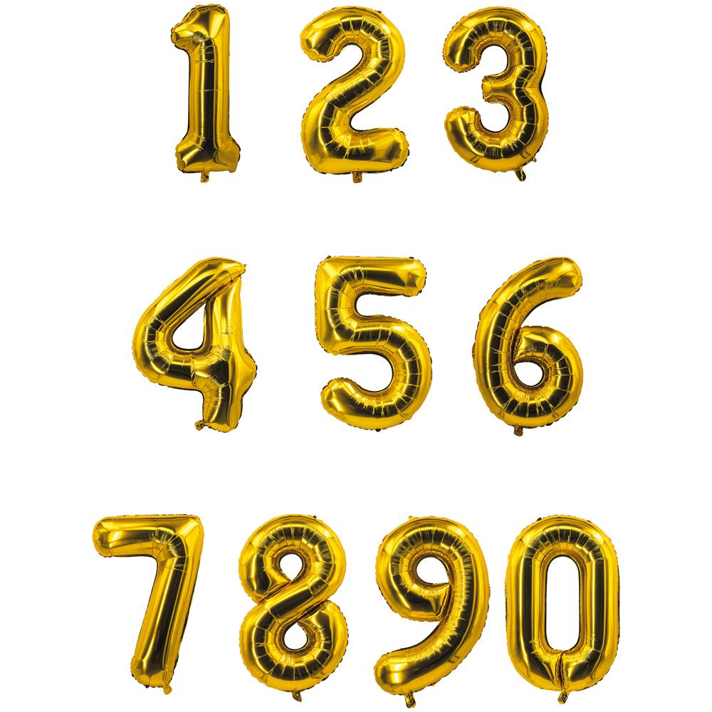 Procos - Palloncino In Alluminio A Forma Di Numero Dorato 85 Cm - Foto 2