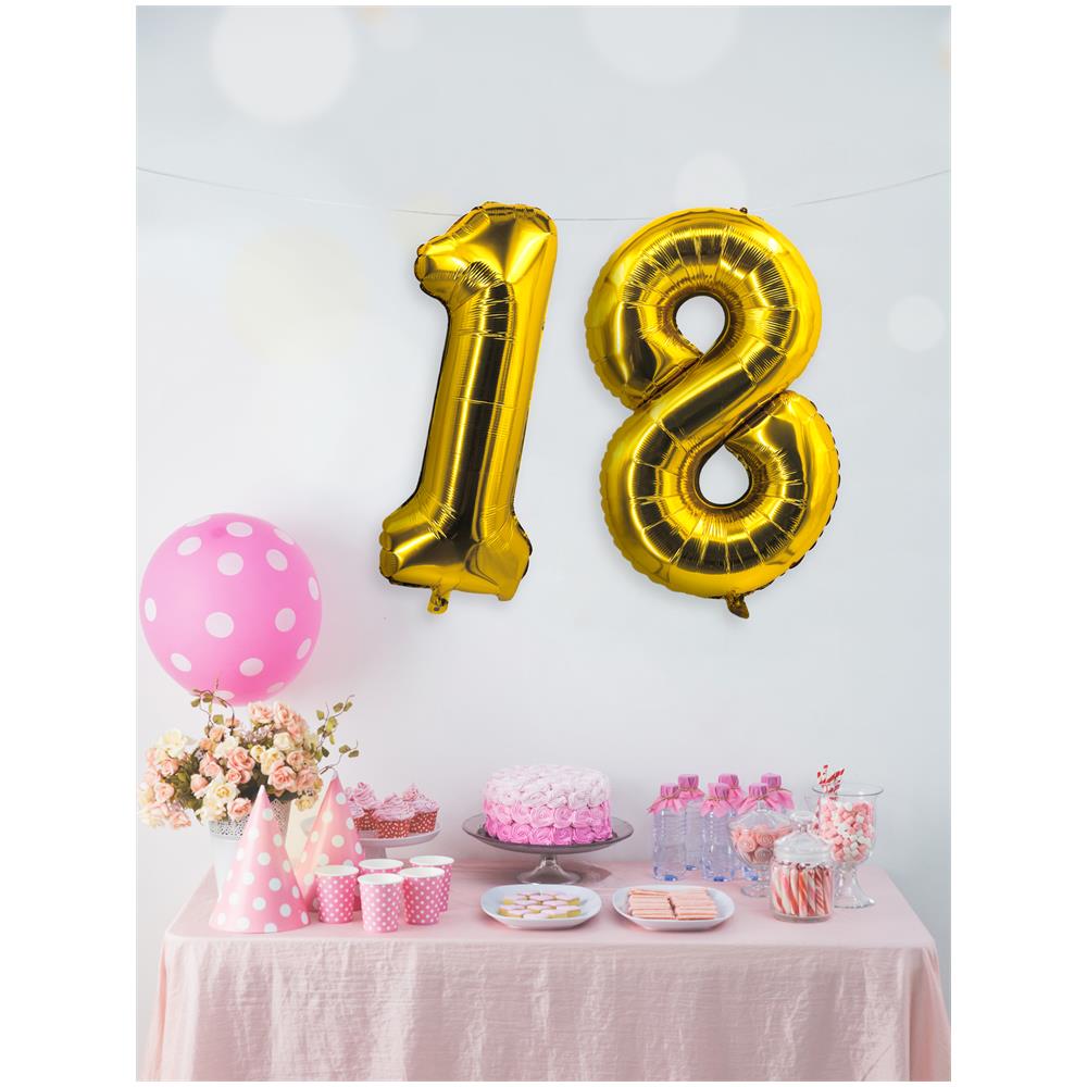 Procos - Palloncino In Alluminio A Forma Di Numero Dorato 85 Cm - Foto 3