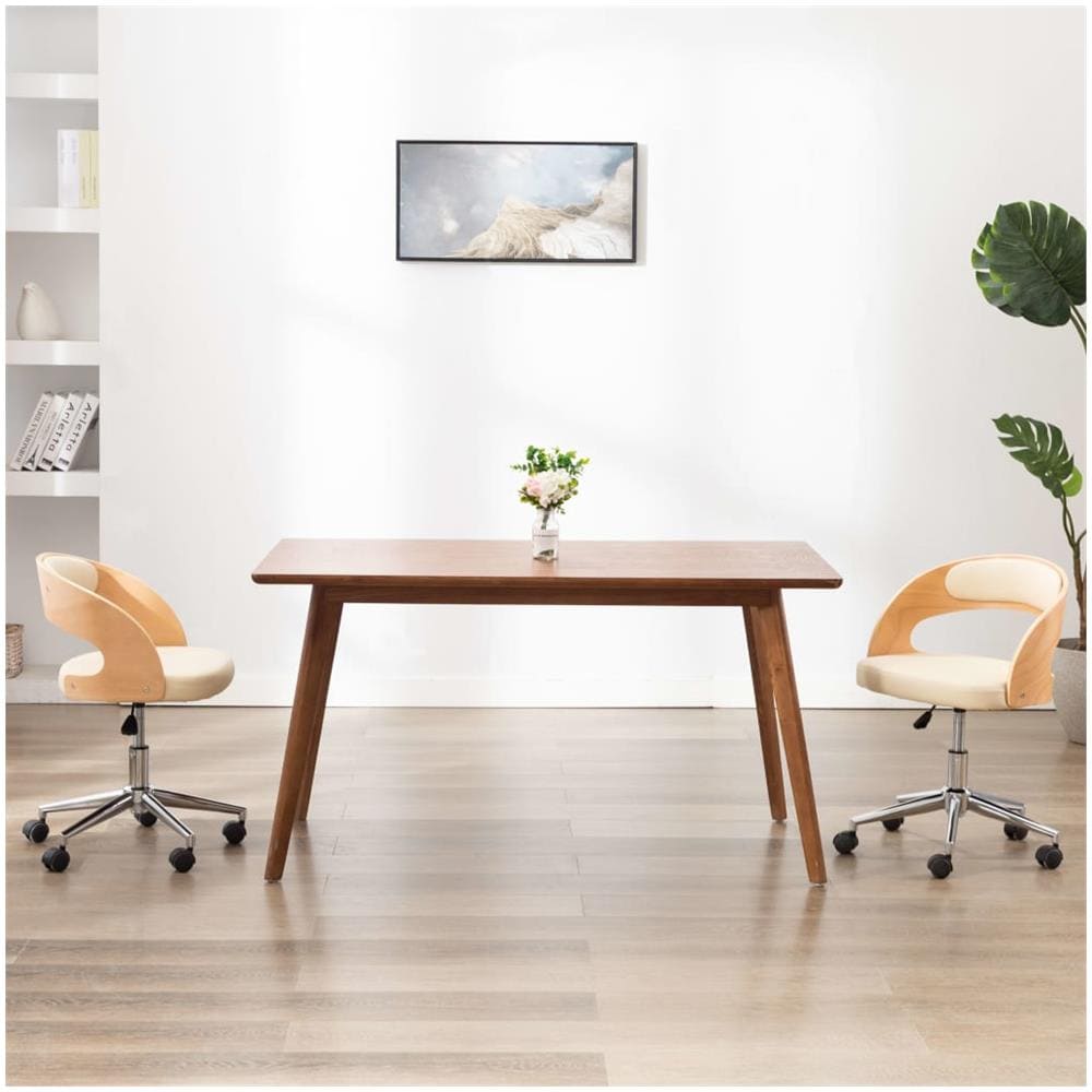 Sedie Da Pranzo Girevoli 2 Pz Crema In Legno Curvo E Similpelle - Foto 1