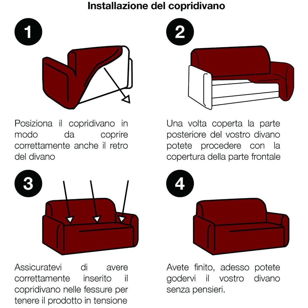 Copridivano Elasticizzato Antimacchia Con Braccioli Sagomati Made In Italy - 1 Posto Estensibile Da 85 A 100 Cm Bianco - Foto 2