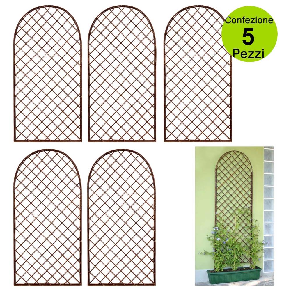 Multipack 5 Pz Tralicci Fissi Ad Arco In Salice Naturale Colore Marrone 0,60 X H 1,50 Metri - Foto 1