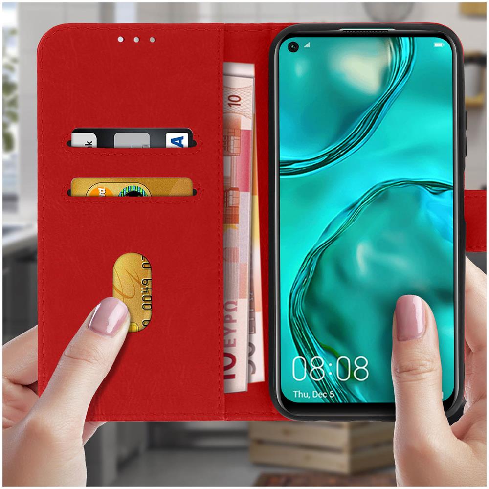 Custodia Huawei P40 Lite Portadocumenti Funzione Supporto Rosso - Foto 5