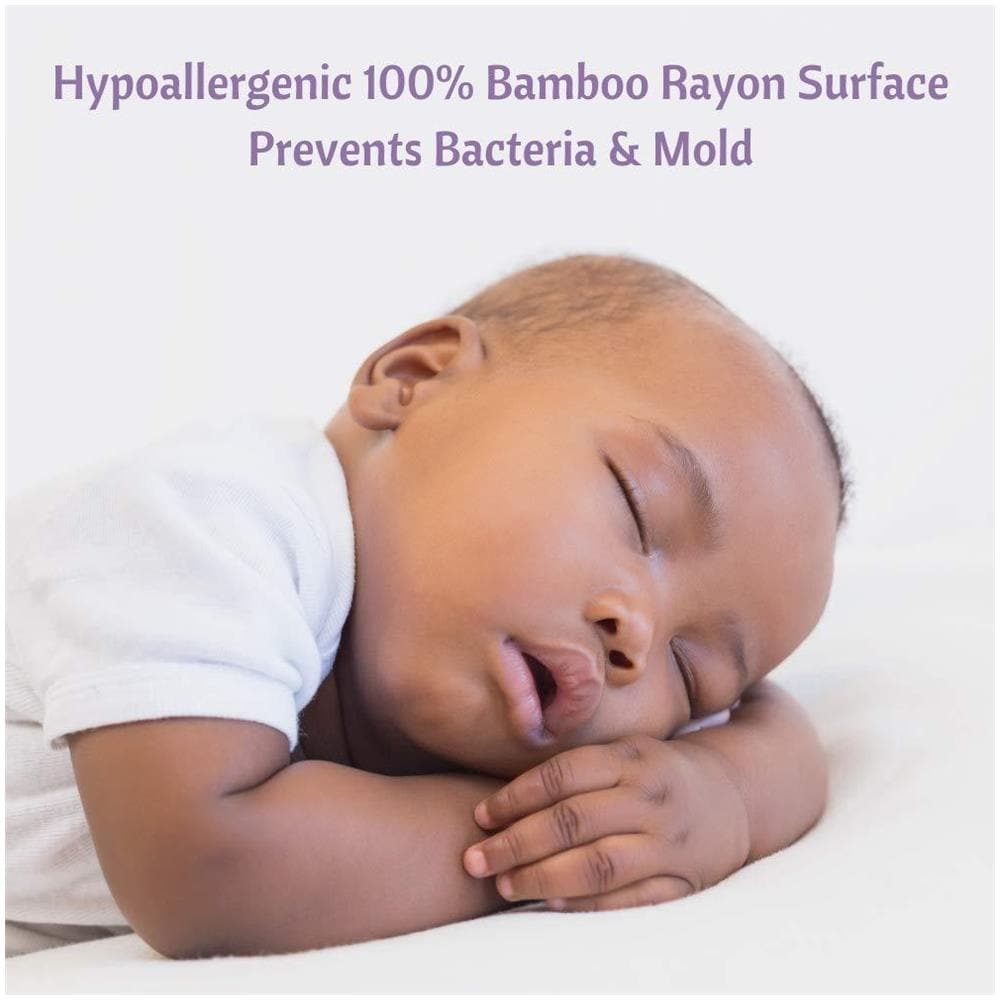 Premium Culla Materasso Protector Noiseless Impermeabile Rilievo Coperchio Montato Foglio Di Bamb Naturale Silenzioso Topper Per Bambino Del Bambino Dei Bambini Cotbed 70 X 140 Cm - Foto 2