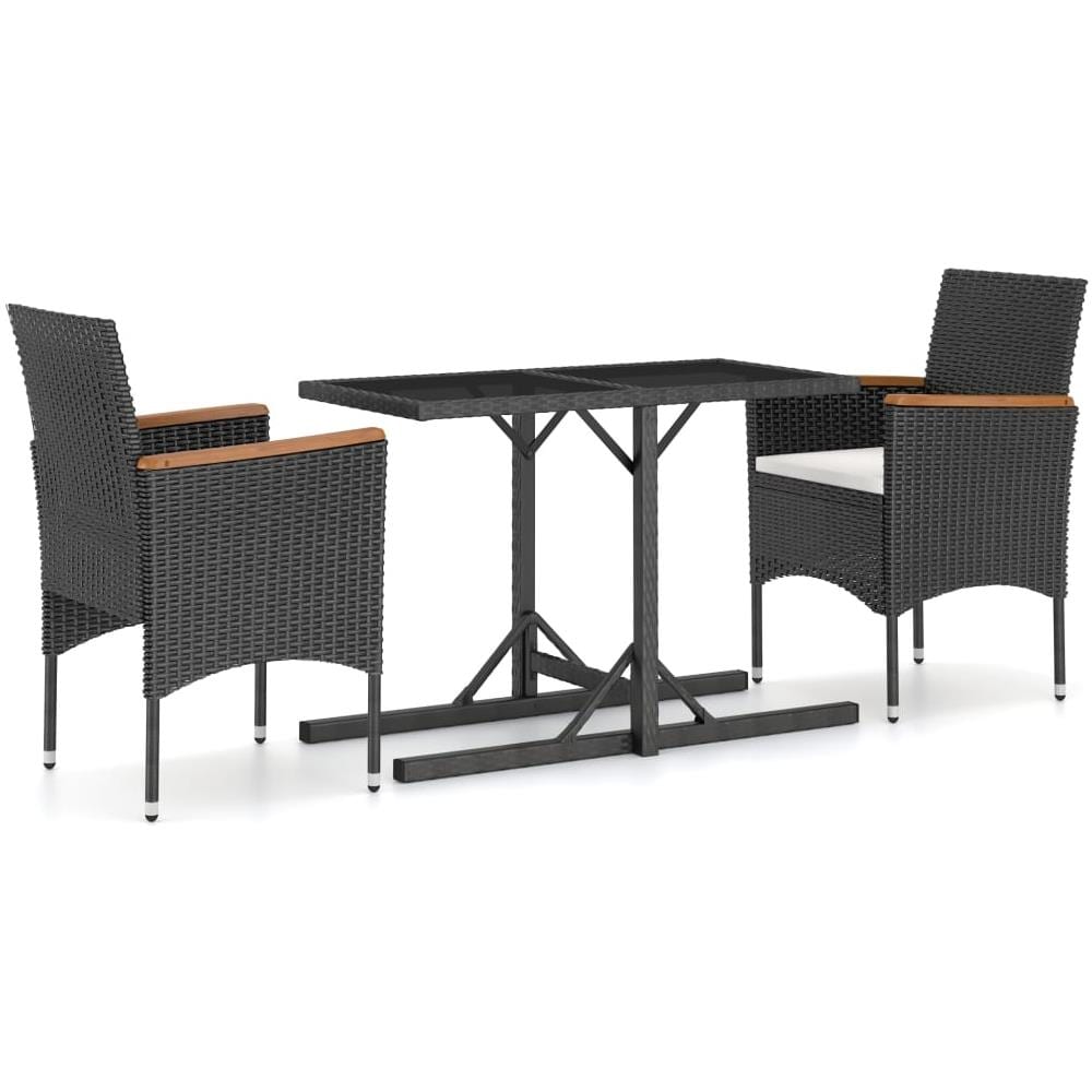 Set Mobili Da Pranzo Per Giardino 3 Pz Nero - Foto 1