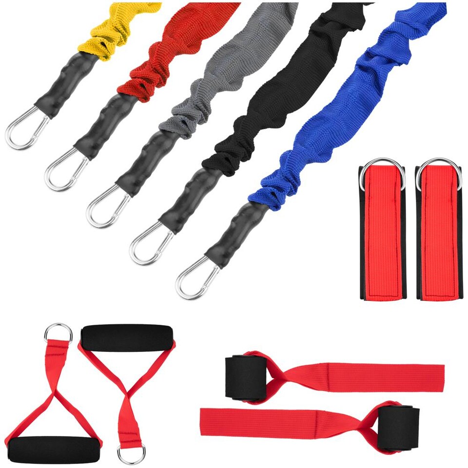 JELEX Fit Set Fitness Fasce Elastiche Di Resistenza 11 Pezzi – Maniglie, Cavigliere, Ancoraggio Porta, Borsa, 5 Livelli