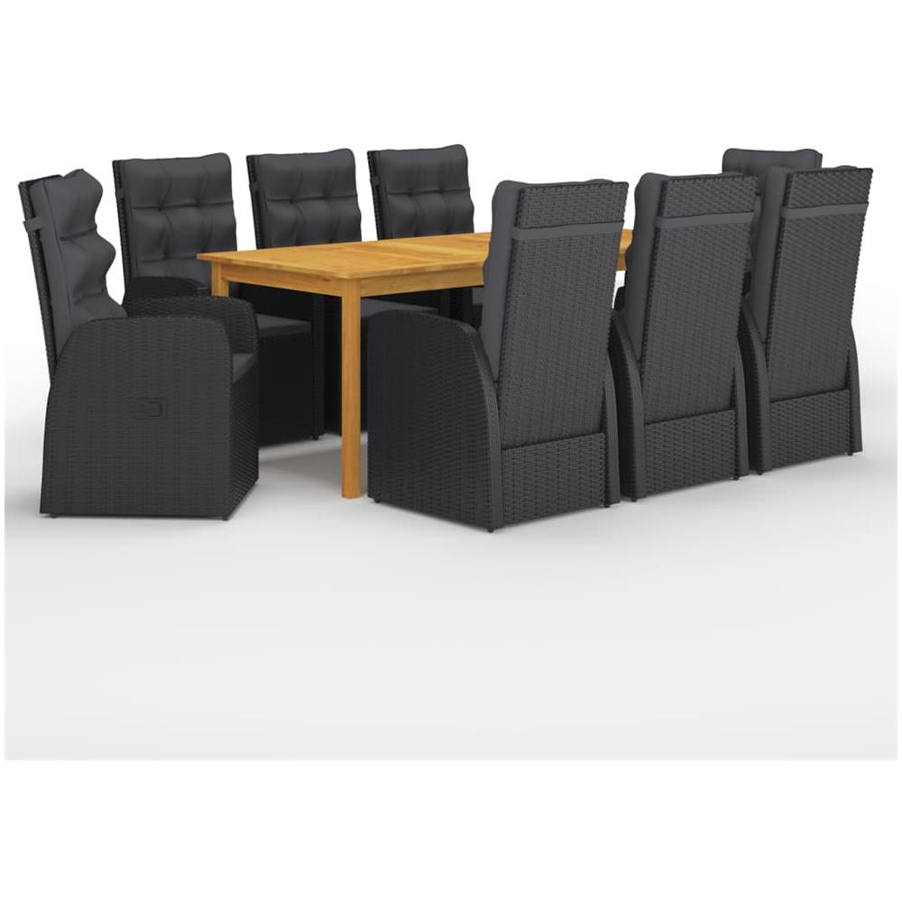 Set da Pranzo da Giardino 9 pz Nero - Foto 1