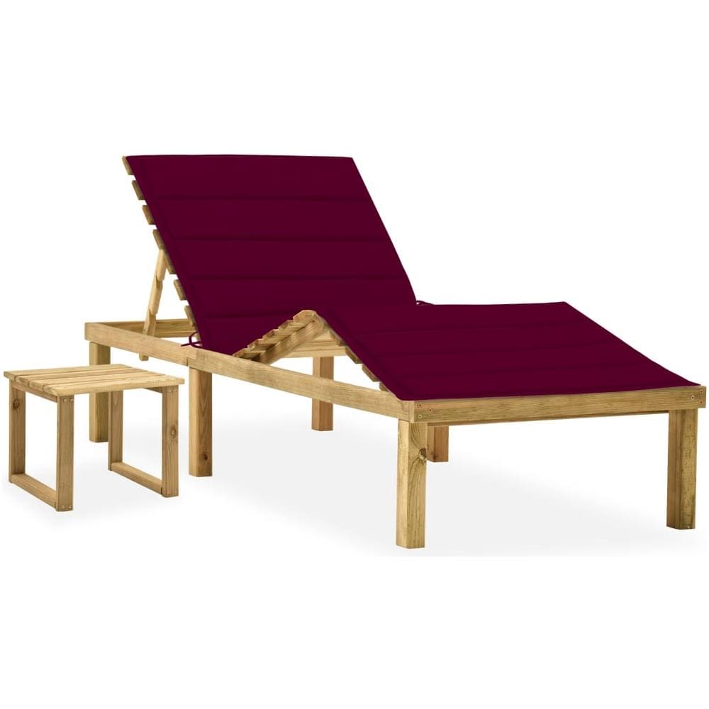 Lettino da Giardino con Tavolino Cuscino Legno Pino Impregnato - Foto 1