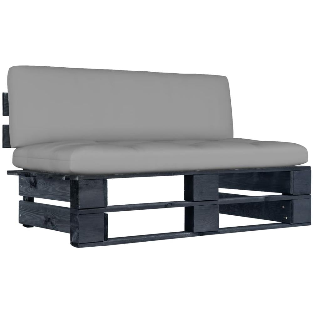 Divano Centrale Giardino su Pallet Nero Legno Pino Impregnato - Foto 1