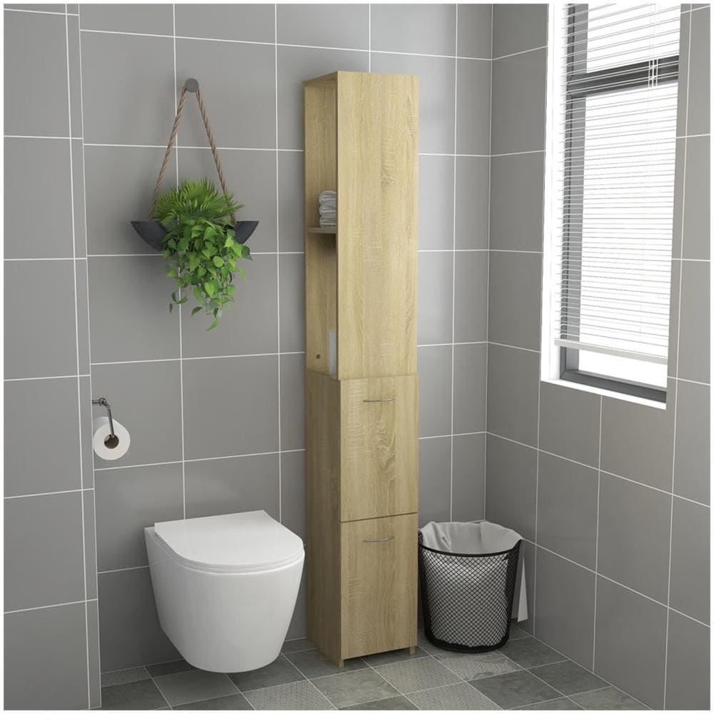 Armadietto Bagno Rovere Sonoma 25x26,5x170 cm Legno Multistrato - Foto 2