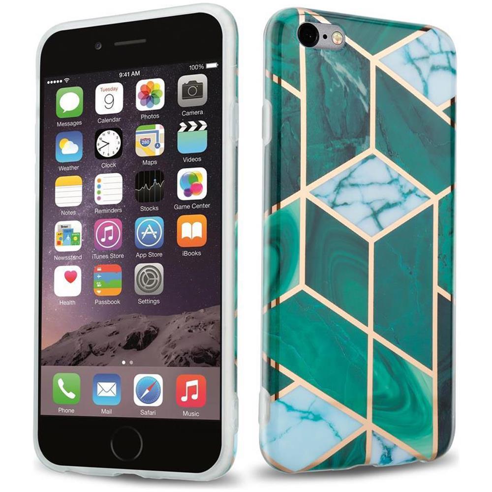 Cadorabo Custodia Compatibile Con Apple Iphone 6 Plus / Iphone 6s Plus In Marmo Oro Bianco Verde Scuro No. 6 - Coperchio Protettivo In Silicone Tpu Con Motivo A Mosaico - Foto 1