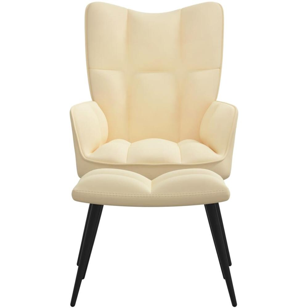 Poltrona Relax con Poggiapiedi Bianco Crema in Velluto - Foto 3