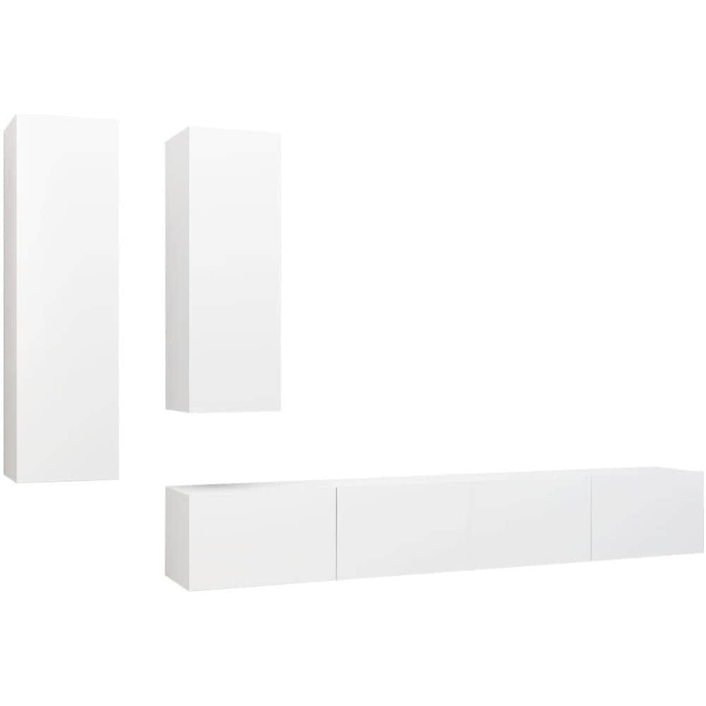 Set di Mobili Porta TV 4 pz Bianco in Legno Multistrato - Foto 2