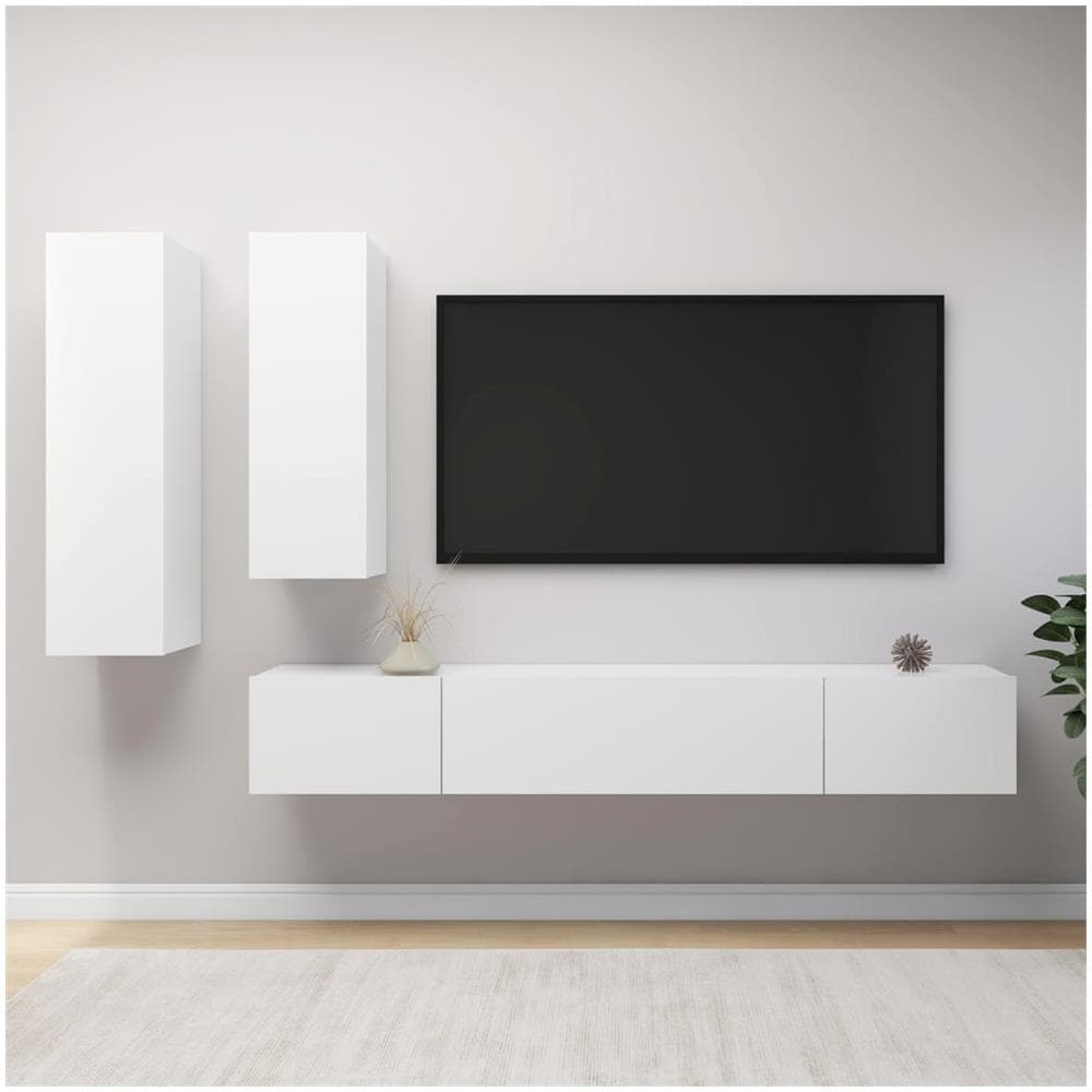 Set di Mobili Porta TV 4 pz Bianco in Legno Multistrato - Foto 1
