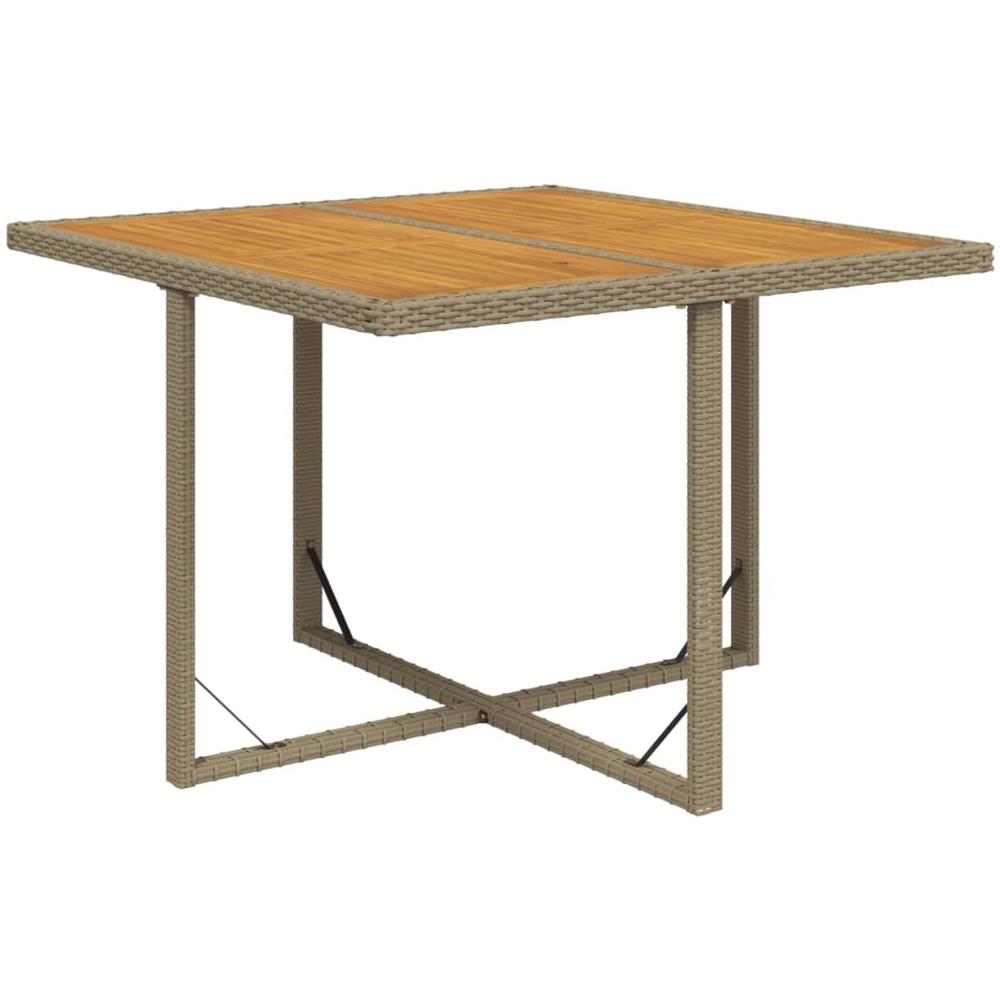Tavolo Da Giardino Beige 109x107x74 Cm In Polyrattan E Acacia - Foto 2