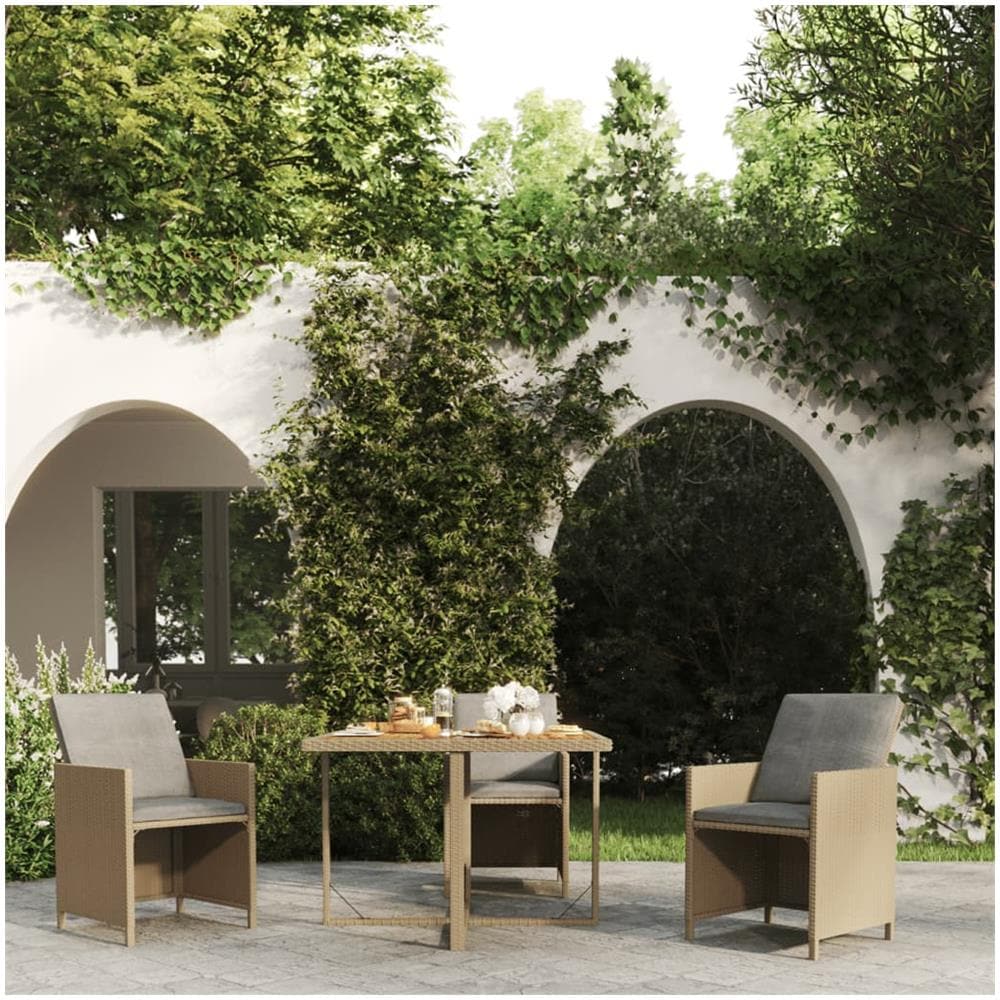 Tavolo Da Giardino Beige 109x107x74 Cm In Polyrattan E Acacia - Foto 1