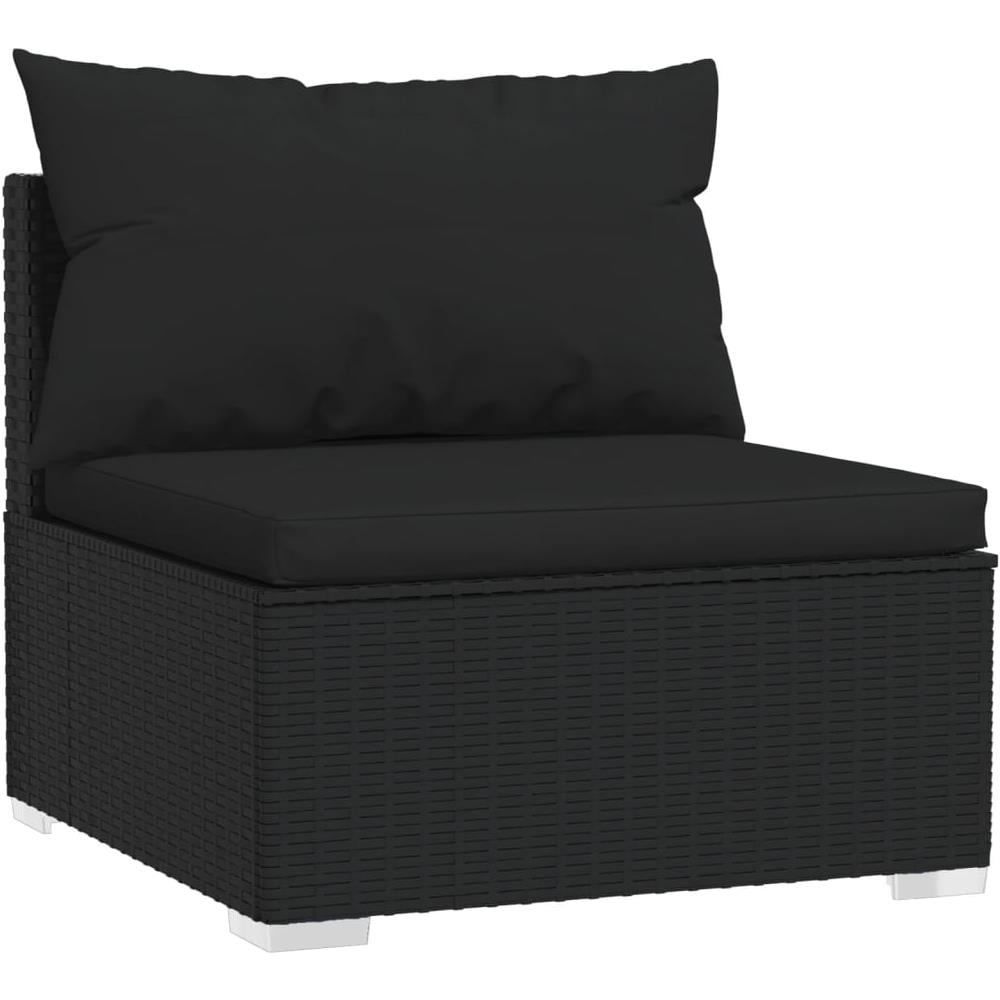 Divano A 3 Posti Con Cuscini In Polyrattan Nero - Foto 1