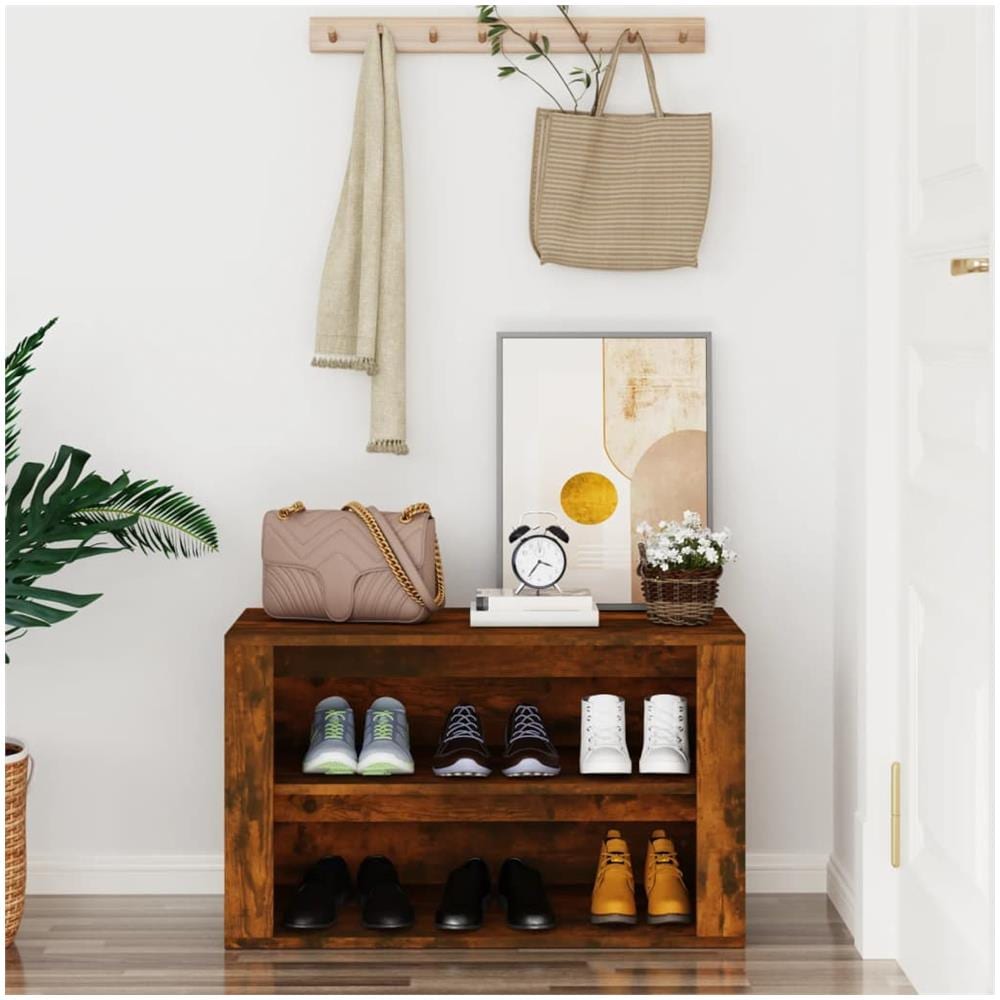 Scarpiera Rovere Fumo 75x35x45 Cm In Legno Multistrato - Foto 4