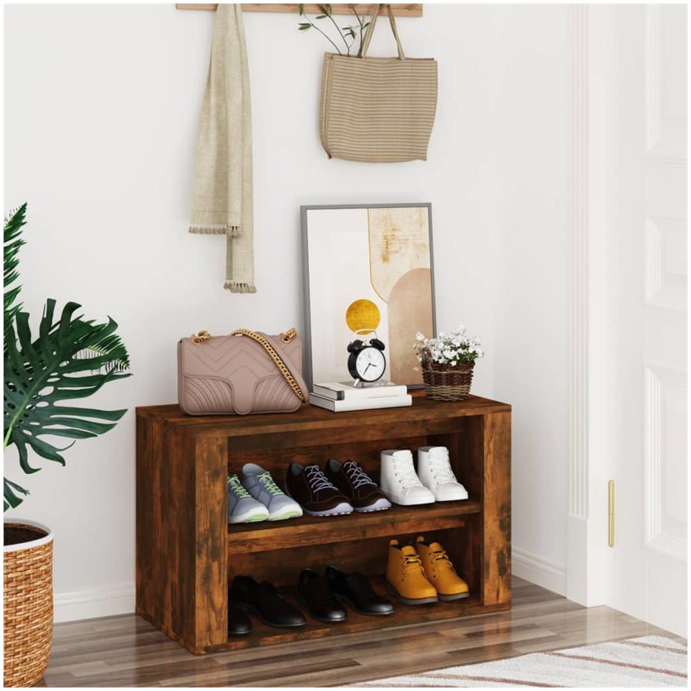 Scarpiera Rovere Fumo 75x35x45 Cm In Legno Multistrato - Foto 1