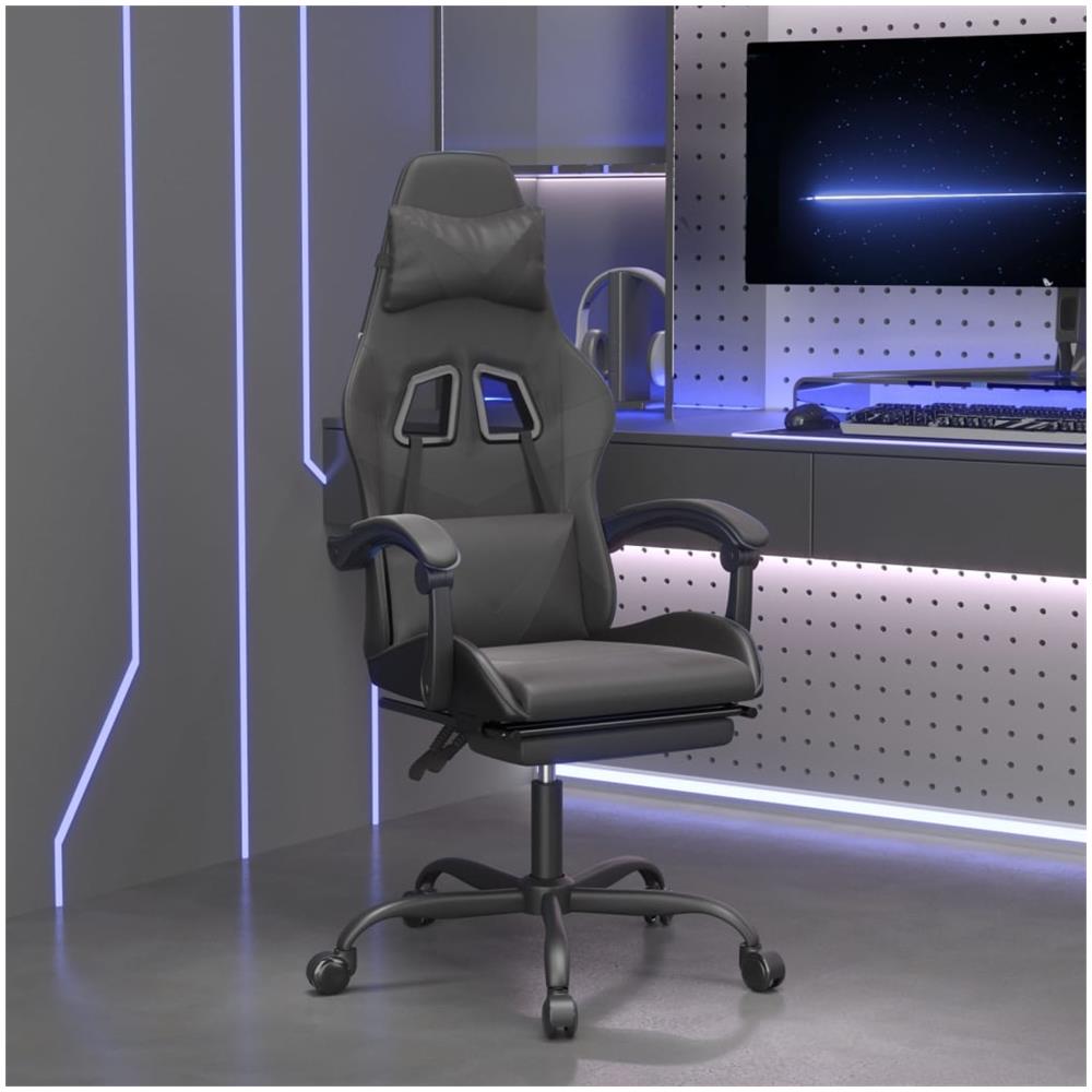 Sedia Da Gaming Con Poggiapiedi Nero In Similpelle - Foto 1