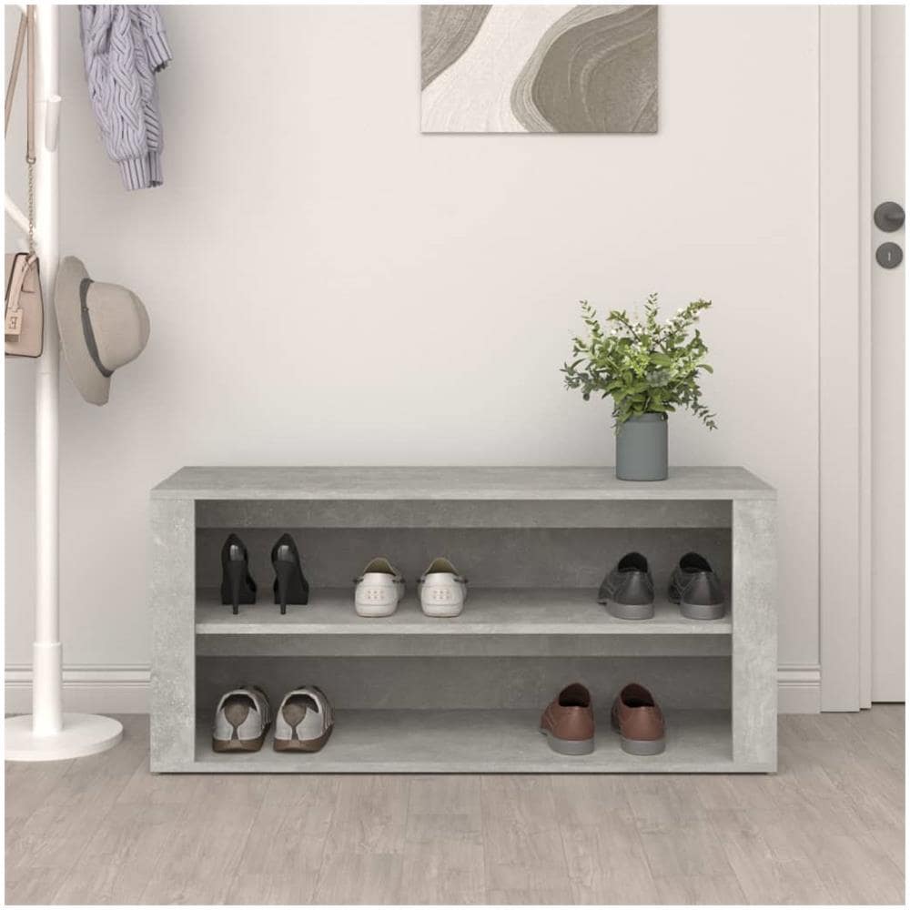 Scarpiera Grigio Cemento 100x35x45 Cm In Legno Multistrato - Foto 3