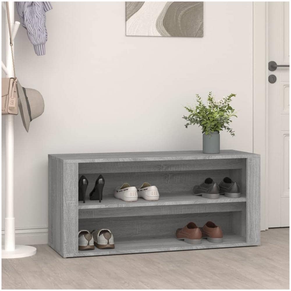 Scarpiera Grigio Cemento 100x35x45 Cm In Legno Multistrato - Foto 1