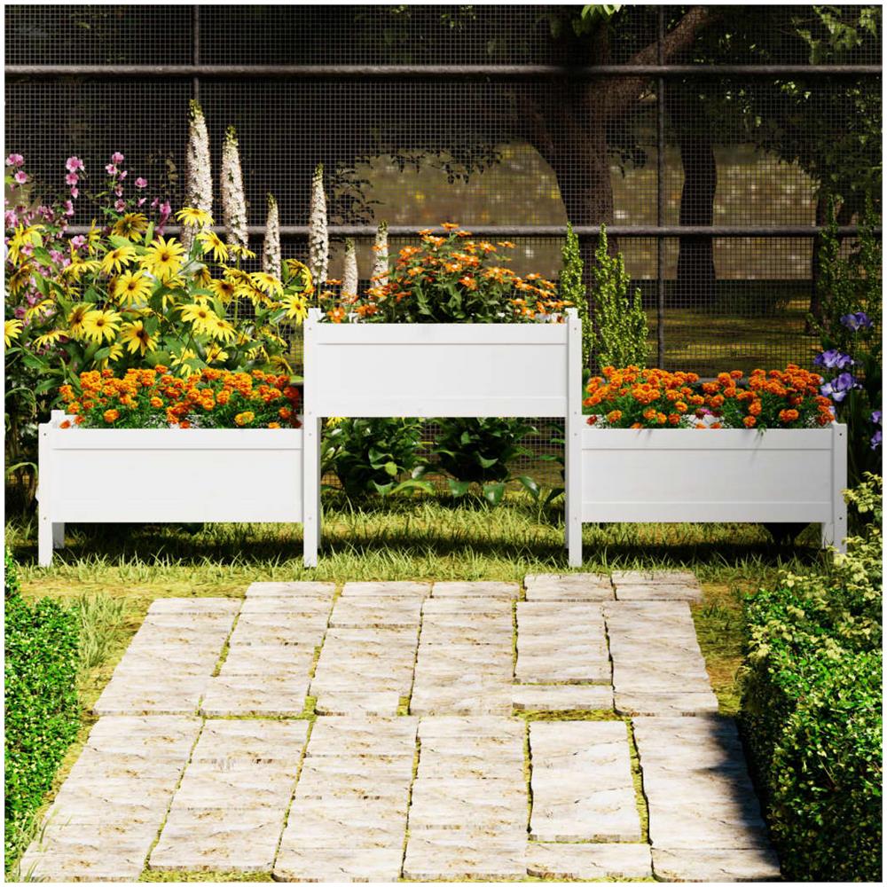 Fioriera Bianca 245,5x44x75 cm in Legno Massello di Pino - Foto 1