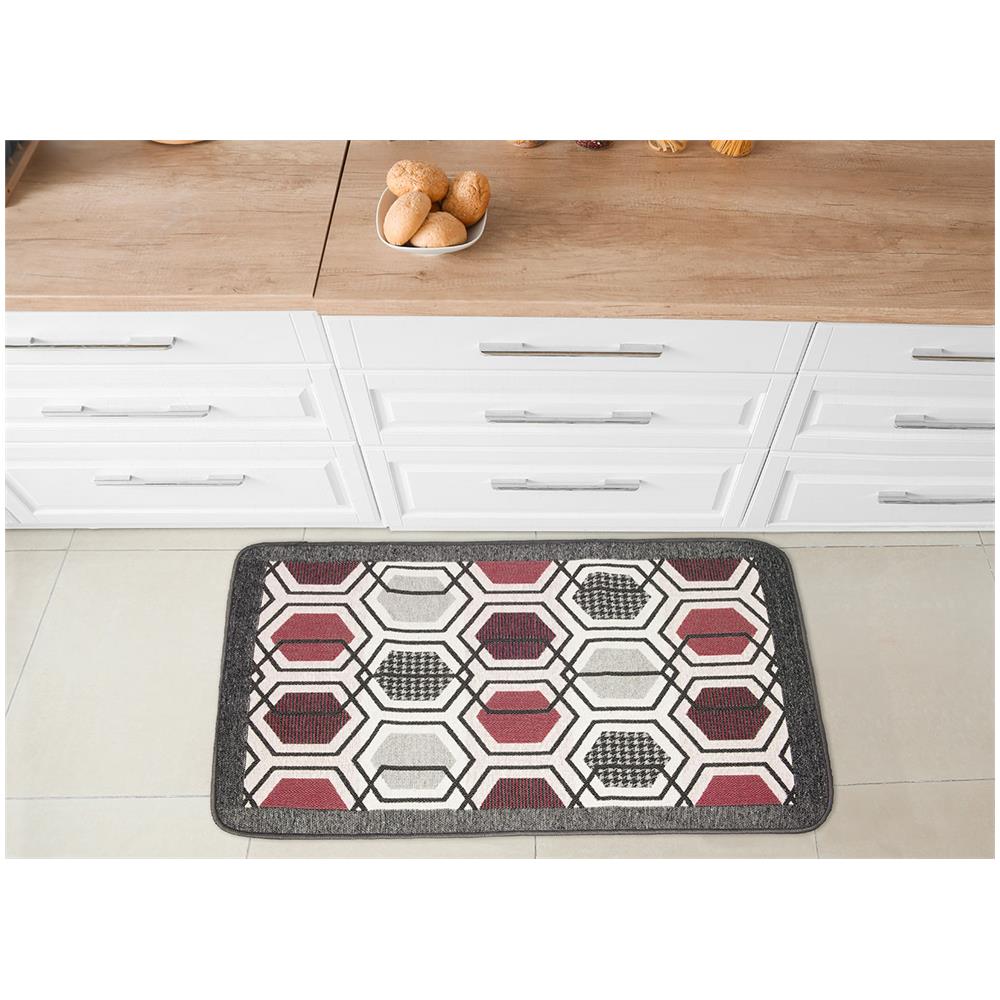 Tappeto Bagno Doccia Antiscivolo Mod. Vietri Tappetino Super Assorbente Cotone Pelo Corto 45x60 Rosso - Foto 5