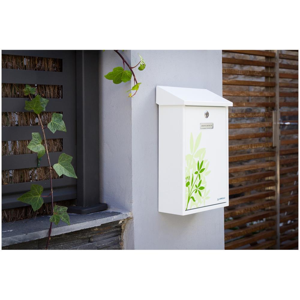 Premium E5608 Cassetta Postale Individuale In Acciaio Con Serigrafia Decorativa ""blossom"", Dimensione M (din A4 E Riviste), Bianco - Foto 2