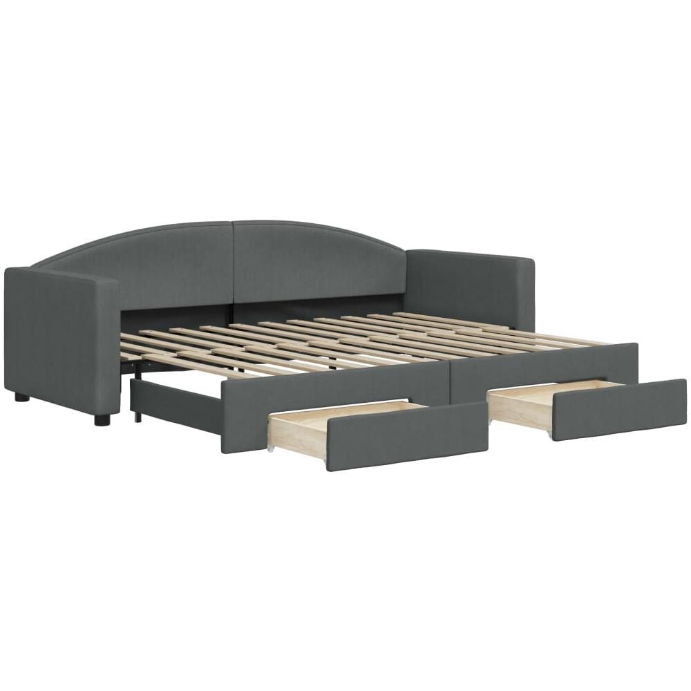 Divano Letto Estraibile Cassetti Grigio Scuro 80x200cm Tessuto - Foto 1