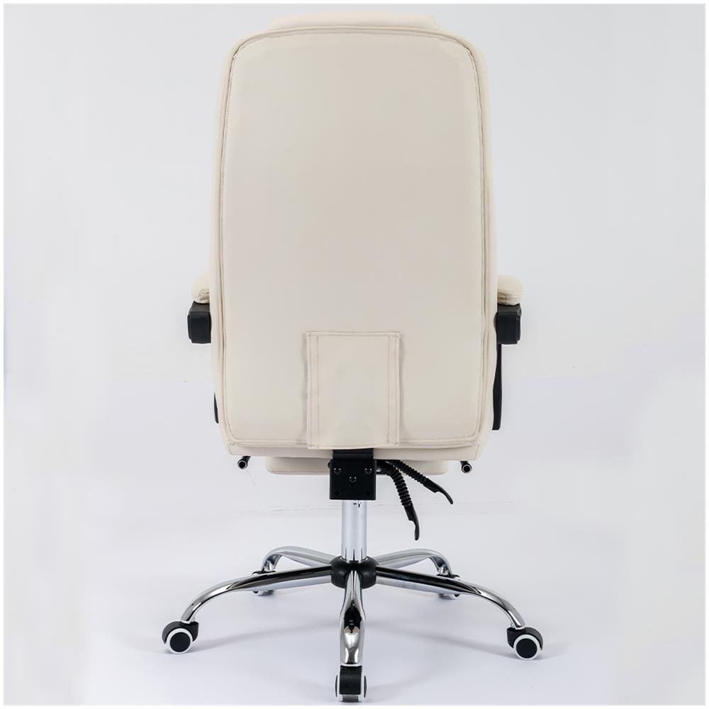 Sedia Presidenziale Da Ufficio Crema Poltrona Scrivania Girevole E Poggiapiedi - Foto 2